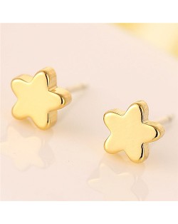 Korean Fashion Mini Pentagram Copper Fashion Ear Studs - Golden