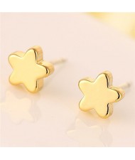 Korean Fashion Mini Pentagram Copper Fashion Ear Studs - Golden