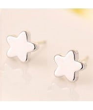 Korean Fashion Mini Pentagram Copper Fashion Ear Studs - Silver