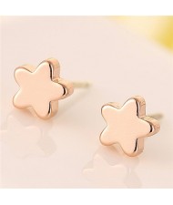 Korean Fashion Mini Pentagram Copper Fashion Ear Studs - Rose Gold