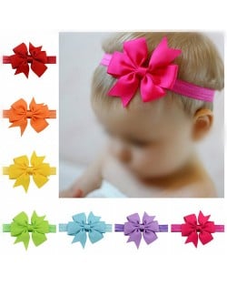 (20 pcs Per Unit) Bowknot Decorated Thread Tape Candy Color Baby Fashion Hair Band