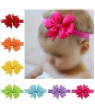 (20 pcs Per Unit) Bowknot Decorated Thread Tape Candy Color Baby Fashion Hair Band