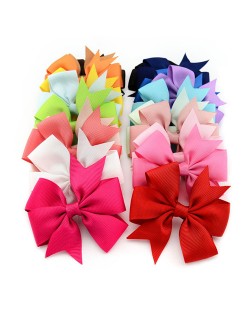 (20 pcs Per Unit) Fishtail Bowknot Fabric Tape Baby/ Toddler Hair Clip