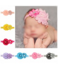 (12 pcs Per Unit) Dual Flowers Decorated Toddler Fashion Hair Band