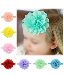 (12 pcs Per Unit) Big Chiffon Flower Attached Toddler/ Baby Fashion Hair Band