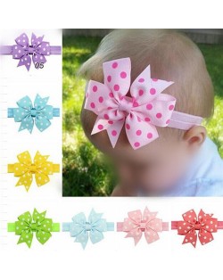 (20 pcs Per Unit) Polka Dot Fishtail Bowknot Baby/ Toddler Fashion Hair Band