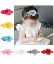 (12 pcs Per Unit) Chiffon Flowers Cluster Baby Fashion Hair Band