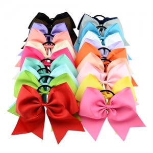 (20 pcs Per Unit) Candy Color Thread Tape Bowknot Toddler Fashion Elastic Hair Band