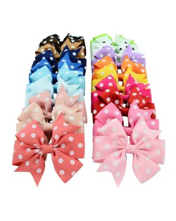 (20 pcs Per Unit) Polka Dot Handmade Bowknot Baby Fashion Hair Clip