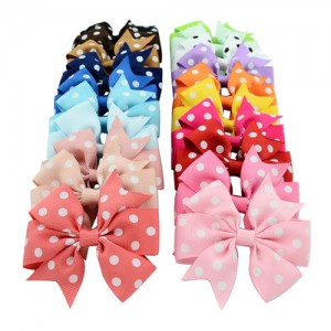 (20 pcs Per Unit) Polka Dot Handmade Bowknot Baby Fashion Hair Clip