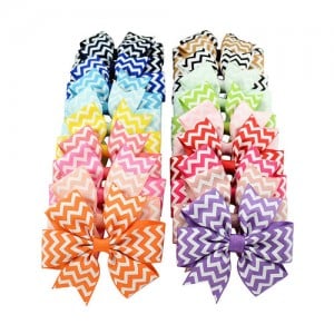 (20 pcs Per Unit) Handmade Rib Stripes Bowknot Baby/ Toddler Fashion Hair Clip
