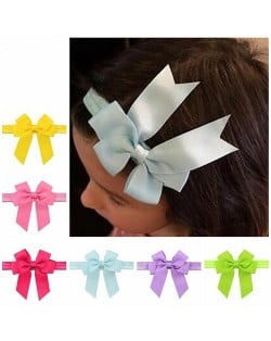 (20 pcs Per Unit) Ribbon Bowknot Attached Thread Tape Baby Fashion Hair Band