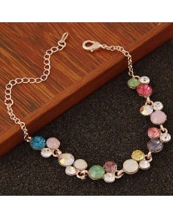 Multicolor Assorted Round Rhinestones Costume Fashion Bracelet
