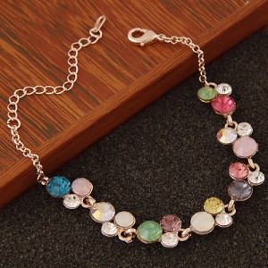 Multicolor Assorted Round Rhinestones Costume Fashion Bracelet