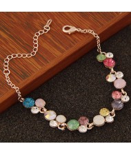 Multicolor Assorted Round Rhinestones Costume Fashion Bracelet