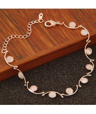 Opal Stone Embedded Flowers Vine Fashion Bracelet