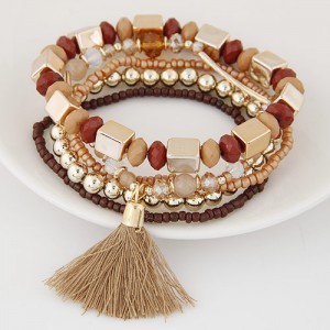 Bohemian Multi-layer Fashion Mini Beads Costume Fashion Bracelet - Brown