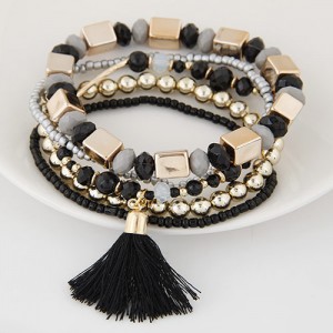 Bohemian Multi-layer Fashion Mini Beads Costume Fashion Bracelet - Black