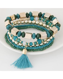 Bohemian Multi-layer Fashion Mini Beads Costume Fashion Bracelet - Green