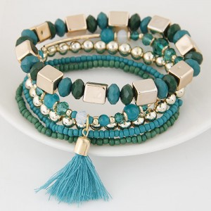 Bohemian Multi-layer Fashion Mini Beads Costume Fashion Bracelet - Green