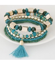 Bohemian Multi-layer Fashion Mini Beads Costume Fashion Bracelet - Green