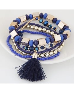 Bohemian Multi-layer Fashion Mini Beads Costume Fashion Bracelet - Blue