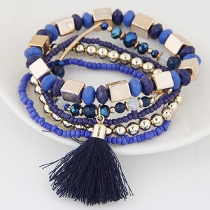 Bohemian Multi-layer Fashion Mini Beads Costume Fashion Bracelet - Blue