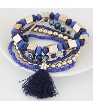 Bohemian Multi-layer Fashion Mini Beads Costume Fashion Bracelet - Blue