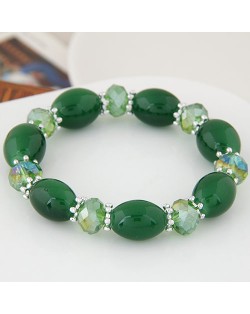 Rhinestone and Crystal Candy Shape Beads Fashion Bracelet - Green