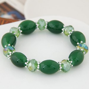 Rhinestone and Crystal Candy Shape Beads Fashion Bracelet - Green