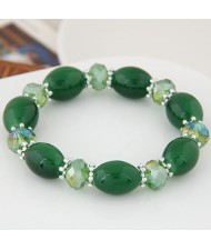 Rhinestone and Crystal Candy Shape Beads Fashion Bracelet - Green