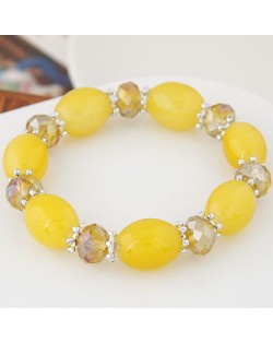 Rhinestone and Crystal Candy Shape Beads Fashion Bracelet - Yellow