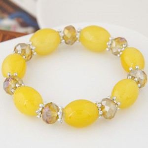 Rhinestone and Crystal Candy Shape Beads Fashion Bracelet - Yellow