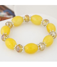 Rhinestone and Crystal Candy Shape Beads Fashion Bracelet - Yellow