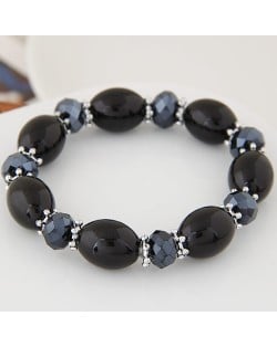 Rhinestone and Crystal Candy Shape Beads Fashion Bracelet - Black