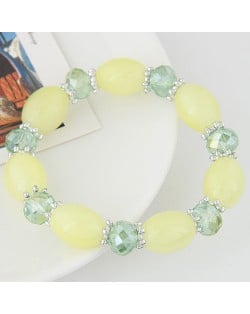 Rhinestone and Crystal Candy Shape Beads Fashion Bracelet - Light Yellow