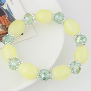 Rhinestone and Crystal Candy Shape Beads Fashion Bracelet - Light Yellow