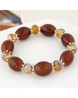 Rhinestone and Crystal Candy Shape Beads Fashion Bracelet - Brown