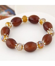 Rhinestone and Crystal Candy Shape Beads Fashion Bracelet - Brown