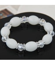 Rhinestone and Crystal Candy Shape Beads Fashion Bracelet - White