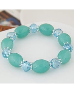 Rhinestone and Crystal Candy Shape Beads Fashion Bracelet - Light Green