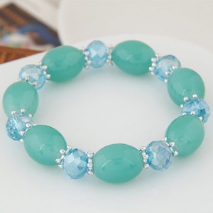 Rhinestone and Crystal Candy Shape Beads Fashion Bracelet - Light Green