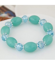 Rhinestone and Crystal Candy Shape Beads Fashion Bracelet - Light Green