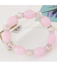 Rhinestone and Crystal Candy Shape Beads Fashion Bracelet - Pink