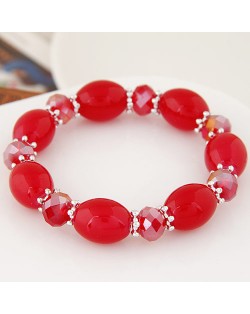 Rhinestone and Crystal Candy Shape Beads Fashion Bracelet - Red