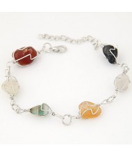Various Gallets Embedded Alloy Fashion Bracelet - Silver