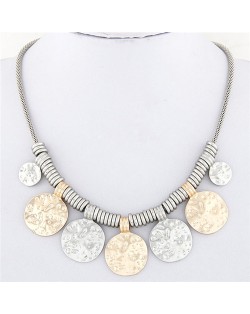 Simple Coarse Alloy Plates Pendants Design Thick Chain Fashion Necklace - Golden and Silver