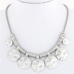 Simple Coarse Alloy Plates Pendants Design Thick Chain Fashion Necklace - Silver