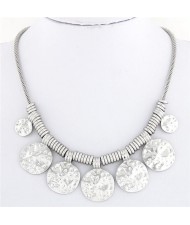 Simple Coarse Alloy Plates Pendants Design Thick Chain Fashion Necklace - Silver