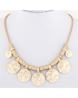 Simple Coarse Alloy Plates Pendants Design Thick Chain Fashion Necklace - Golden